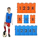 TESIN 12 Stück Kinder Fußball Leibchen, Sport-Trainings-Mesh-Leibchen,...