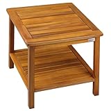 Casaria® Gartentisch Wetterfest Holz 2 Ablageflächen FSC®-Zertifiziert...
