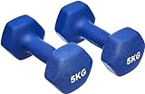 Amazon Basics Neopren Hanteln Gewichte 10 kg (2er-Sets, 5 kg Hanteln) Blau