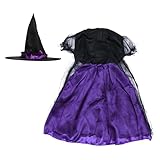 CALLARON Halloween Hexenkostüm Mädchen Kurzes Cosplay Kleid mit Umhang...