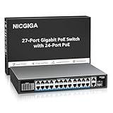 NICGIGA 24 Port Gigabit PoE Switch mit 24 Port PoE+@300W, 2 Gigabit Uplink...