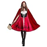 IMEKIS Damen Rotkäppchen Kostüm Erwachsene Halloween Karneval Fasching...