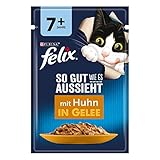 FELIX So gut wie es aussieht Senior Katzenfutter nass in Gelee, mit Huhn,...