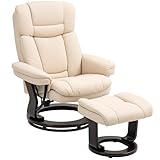 HOMCOM Relaxsessel mit Hocker, 360°drehbarer Fernsehsessel mit...