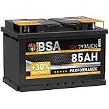 BSA Autobatterie 85Ah 12V 790A/EN +30% mehr Startkraft Starterbatterie...