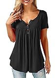 Amoretu Oberteile Damen T Shirt Kurzarm Sommer V-Ausschnitt Bluse Tunika...