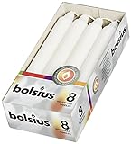 Bolsius Glatte Stabkerzen - Weiß - Set 8 Stück im Karton - Dekorative...