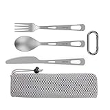 OUTXE Titanium Camping Utensilien Set 3 StückeTitan Löffel Gabel Messer...