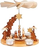 BRUBAKER Weihnachtspyramide aus Holz - Stern von Betlehem, Jesus, Maria,...