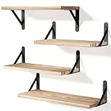 Qaxinmi Wandregal Holz und Metall, 4er-Set Schweberegale mit 3...