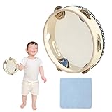 Trommel,Handheld Tamburin,Holz Tambourin,7-Zoll Holz Handtrommel,Tragbare...