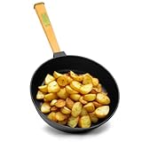 4BIG.fun Bratpfanne aus Gusseisen 24 cm BRIZOLL mit Holzgriff abschraubbar...