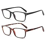 COJWIS Lesebrille 2 Pack Blaue Licht Blockieren Brille Federscharnier Anti...