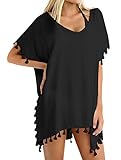 Chalier Damen Strandponcho Bikini Cover Up Quasten Strandkleid Sommer...