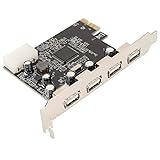 Jectse PCIe-zu-USB-2.0-Erweiterungskarte, 4 Ports, 4-Pin-Stromversorgung,...