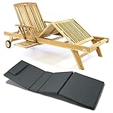 Nexos Trading Divero Sonnenliege Holzliege Gartenliege Teak-Holz...