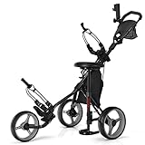 COSTWAY Golf Trolley, 3 Rad Golftrolley klappbar, Golfcaddy aus Aluminum...