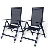 CCLIFE Gartenstühle Alu 2er Set,Gartenstuhl Hochlehner Klappbar,...
