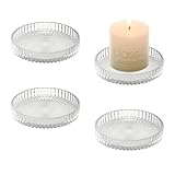 YoHyien 4 Stück Kerzenteller Glas 9 cm, Transparent Kerzenuntersetzer für...
