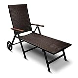 Aluminium Polyrattan Rollliege Relaxliege 120 kg belastbar Sonnenliege...