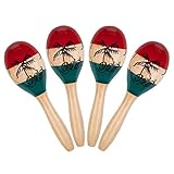 Foraineam 4 Stück Maracas - Rumba Rasseln aus Naturholz, Handbemalt -...