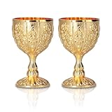 2Pcs Weinkelch,Vintage Goldener Kelch,Weinbecher für die...