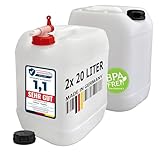 plasteo® 2X 20L Trinkwasserkanister Natur mit Schraubdeckel & Hahn |...