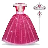 URAQT Aurora Mädchen Prinzessin Kleid, 3teiliges Dornröschen Kinder...