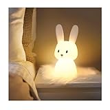 SOLIDEE Nachtlicht Kinder, Bunny Silikon Stilllicht Baby mit 7 Lichtwechse...