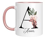 Personalisierte Keramik, Tasse - -mit Blumen Motiv - mit Ihrem...