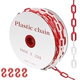 alwaiiz Absperrkette Rot Weiß Kunststoff 25m x 6mm, Leicht Absperrkette...