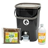 FairFox Bokashi Starter-Set Profi schwarz I Eimer Komposter 19 L (100%...