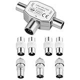 AXFEE 8 Stück Antennen-Verteiler Set, 1 T-Adapter Verteiler + 1 Koaxial...