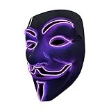 SOUTHSKY LED Maske Leuchtend V wie Vendetta Maske mit Led Licht Anonymous...