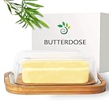 Theo&Cleo Butterdose aus Glas und Bambus, Umweltfreundlicher und...