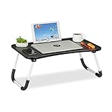 Relaxdays Laptoptisch für Couch, klappbar, Tablethalter, Getränkehalter,...