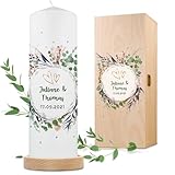 GRAVURZEILE Bedruckte Kerze - Flower Wedding Design - Personalisiert mit...