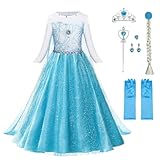 URAQT Kostüm Kinder Mädchen, 6-teiliges Set Kinder Prinzessin Kleid mit...