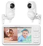 momcozy Babyphone mit 2 Kameras, 5,5 Zoll 1080P FHD Video Babyphone mit 2...