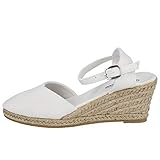 L&R SHOES 088-7 Espadrilles Esparto für Damen - Textil, weiß, 41 EU