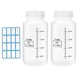2 Stück Weithalsflasche Kunststoff 250ML Laborflasche mit...