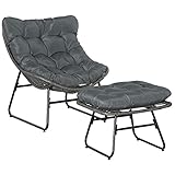 Outsunny Rattan Relaxsessel mit Fußhocker Gartensessel Outdoor Rattanstuhl...