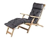 Ambientehome Deckchair, ca. 195 x 49 x 10 cm, Polsterauflage, Kissen, Grau,...