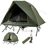 COSTWAY Feldbett mit Zelt für 2 Personen, Campingbett mit Regenschutz, 2...