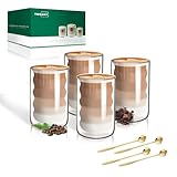 Latte Macchiato Gläser Doppelwandig 400ml 4er Pack mit 4 Löffeln...