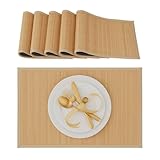 Relaxdays Tischset, 6er Set, Bambus, Stoffrand, rutschhemmend, 45 x 30 cm,...