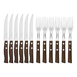 Tramontina 22299/002 Steakbesteck-Set, 12-teilig mit Naturholzgriffen...