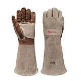 AOUCHI Grillhandschuhe und Schweißhandschuhe aus Rindsleder, langärmelig,...