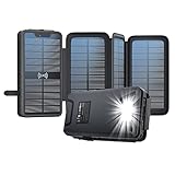 Solar Powerbank 26800mAh Solarpanel Akkupack - Wireless wasserdichte Power...