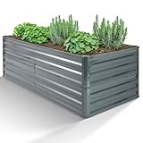 Arebos Hochbeet Metall 180x90x79 cm | Gartenbeet aus verzinktem Stahl |...